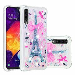 Силиконовый (TPU) чехол Deexe Fashion Glitter для Samsung Galaxy A50 (A505) / A30s (A307) / A50s (A507) - Eiffel Tower with Bowknot