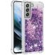 Силиконовый (TPU) чехол Deexe Liquid Glitter для Samsung Galaxy S21 FE (G990) - Dark Purple Hearts. Фото 2 из 7