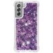 Силиконовый (TPU) чехол Deexe Liquid Glitter для Samsung Galaxy S21 FE (G990) - Dark Purple Hearts. Фото 3 из 7