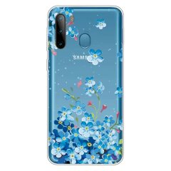 Силіконовий (TPU) чохол Deexe Pretty Glossy для Samsung Galaxy A21 (A215) - Blue Flowers