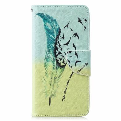 Чехол-книжка Deexe Color Wallet для Samsung Galaxy S10 (G973) - Feather Pattern