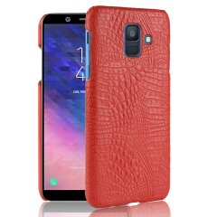 Пластиковый чехол Deexe Croco Style для Samsung Galaxy A6 2018 (A600) - Red