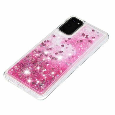Силиконовый (TPU) чехол Deexe Liquid Glitter для Samsung Galaxy S20 (G980) - Pink