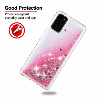 Силиконовый (TPU) чехол Deexe Liquid Glitter для Samsung Galaxy S20 (G980) - Pink