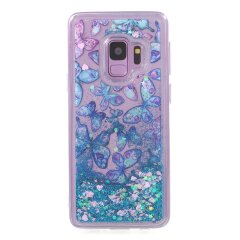 Силиконовый (TPU) чехол Deexe Liquid Glitter для Samsung Galaxy S9 (G960) - Butterfly Pattern