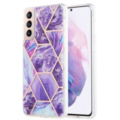 Защитный чехол Deexe Marble Pattern Samsung Galaxy S21 Plus (G996) - Light Purple
