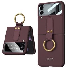 Защитный чехол GKK Ring Holder для Samsung Galaxy Flip 4 - Wine Red