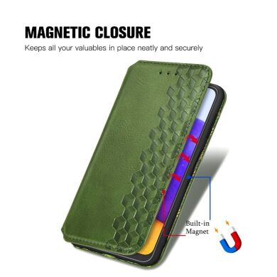 Чехол Deexe Rhombus Wallet для Samsung Galaxy A22 (A225) / M22 (M225) - Green