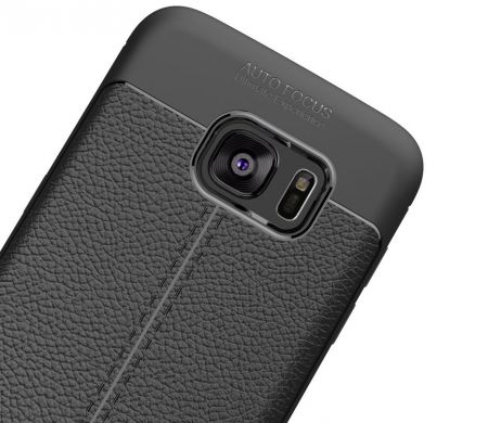 Защитный чехол Deexe Leather Cover для Samsung Galaxy S7 edge (G935) - Black