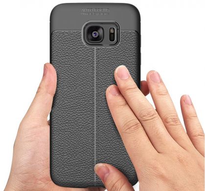 Захисний чохол Deexe Leather Cover для Samsung Galaxy S7 edge (G935), Темно-синій