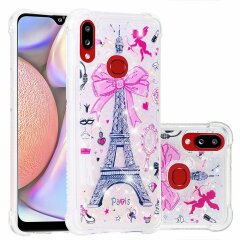 Силиконовая (TPU) накладка Deexe Fashion Glitter для Samsung Galaxy A10s (A107) - Eiffel Tower with Bowknot