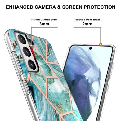 Защитный чехол Deexe Marble Pattern для Samsung Galaxy S21 FE (G990) - Blue / Green