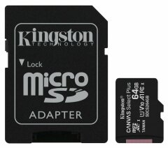 Картка пам`яті Kingston microSDXC 64GB Canvas Select Plus C10 UHS-I R100MB/s + адаптер - Black