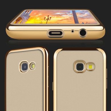 Силиконовый чехол Deexe Glossy Border для Samsung Galaxy A7 (2017) - Gold
