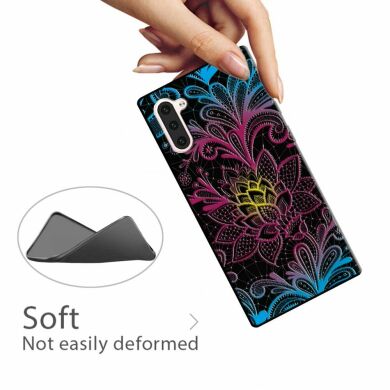 Силиконовый (TPU) чехол Deexe Life Style для Samsung Galaxy Note 10 (N970) - Flowers Embossment Patterned TPU
