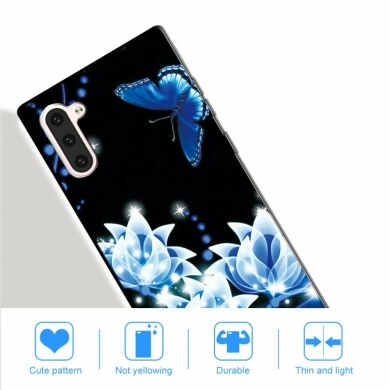 Силиконовый (TPU) чехол Deexe Life Style для Samsung Galaxy Note 10 (N970) - Blue Butterfly
