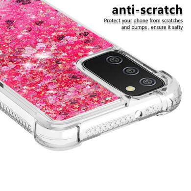 Силиконовый (TPU) чехол Deexe Liquid Glitter для Samsung Galaxy A02s (A025) - Pink