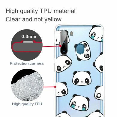 Силиконовый (TPU) чехол Deexe Pretty Glossy для Samsung Galaxy A21 (A215) - Lovely Panda