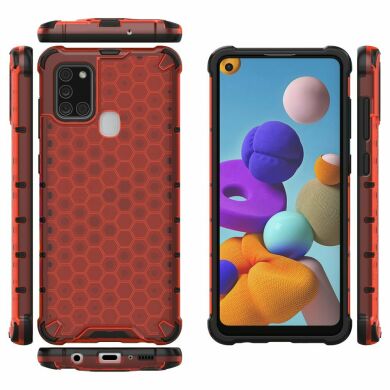 Защитный чехол Deexe Honeycomb Series для Samsung Galaxy A21s (A217) - Red