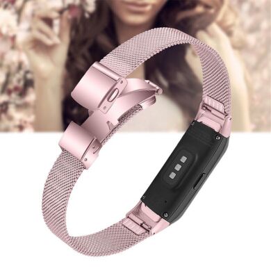 Ремешок Deexe Milanese Stainless Steel для Samsung Galaxy Fit (SM-R370) - Rose Pink