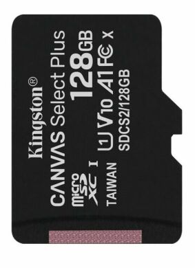 Карта памяти Kingston microSDXC 128GB Canvas Select Plus C10 UHS-I R100MB/s + адаптер - Black