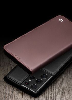 Кожаный чехол QIALINO Wallet Case для Samsung Galaxy S21 Ultra (G998) - Brown