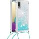 Силиконовая накладка Deexe Liquid Glitter with Strap для Samsung Galaxy A02 (A022) - Blue Stars. Фото 1 из 6