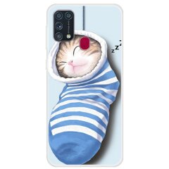 Силиконовый (TPU) чехол Deexe Life Style для Samsung Galaxy M31 (M315) - Sock Cat