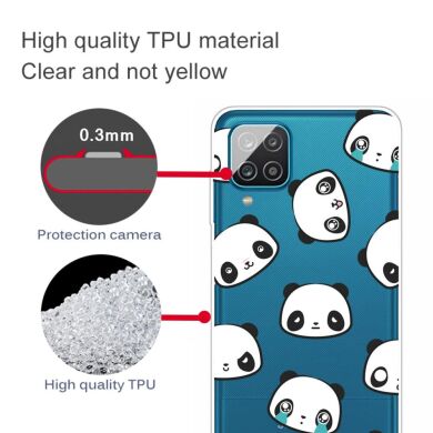 Силіконовий (TPU) чохол Deexe Pretty Glossy для Samsung Galaxy A12 (A125) / A12 Nacho (A127) / M12 (M127) - Pandas and Bamboo