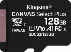 Карта памяти Kingston microSDXC 128GB Canvas Select Plus C10 UHS-I R100MB/s - Black