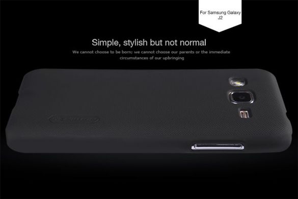 Пластиковая накладка NILLKIN Frosted Shield для Samsung Galaxy J2 (J200) + пленка - Black