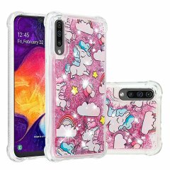 Силиконовый (TPU) чехол Deexe Fashion Glitter для Samsung Galaxy A50 (A505) / A30s (A307) / A50s (A507) - Unicorn and Cloud