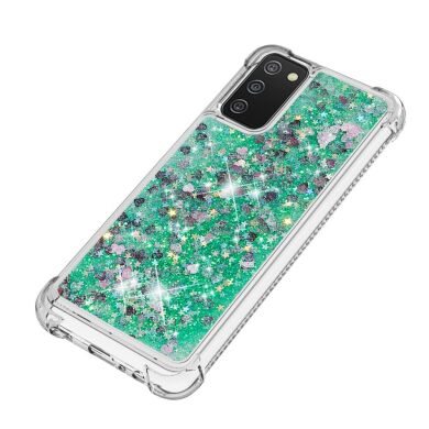 Силиконовый (TPU) чехол Deexe Liquid Glitter для Samsung Galaxy A02s (A025) - Green