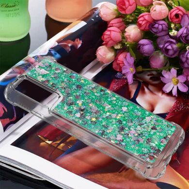 Силиконовый (TPU) чехол Deexe Liquid Glitter для Samsung Galaxy A02s (A025) - Green