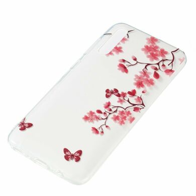 Силиконовый (TPU) чехол Deexe Pretty Glossy для Samsung Galaxy A70 (A705) - Butterfly and Flower