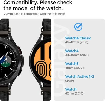 Ремешок Spigen (SGP) Lite Fit для Samsung Galaxy Watch 4 (40/44mm) / Watch 4 Classic (42/46mm) - Black