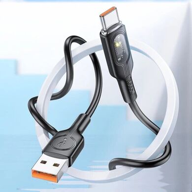 Кабель Hoco U120 Transparent Explore USB to Type-C (5A, 1.2m) - Black