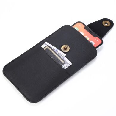 Кожаный чехол на пояс Deexe Pouch Case для смартфонов (размер: L) - Black