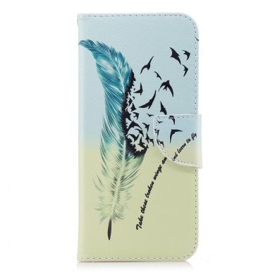 Чехол Deexe Color Wallet для Samsung Galaxy S9 Plus (G965) - Feather Pattern