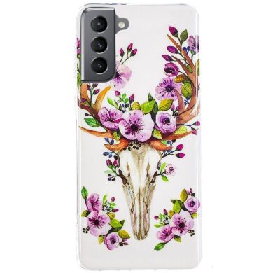 Силиконовый (TPU) чехол Deexe LumiCase для Samsung Galaxy S21 FE (G990) - Flower Deer