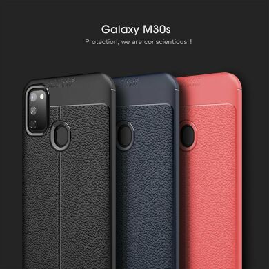 Защитный чехол Deexe Leather Cover для Samsung Galaxy M30s (M307) / Galaxy M21 (M215) - Red