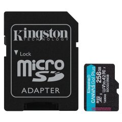 Картка пам’яті Kingston microSDXC 256GB Canvas Go Plus U3 V30 (R170/W90) + адаптер SDCG3/256GB)