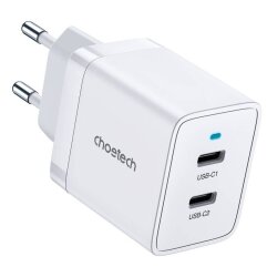 Мережевий зарядний пристрій Choetech Q5006-EU PD 40W Dual USB-C Charger - White