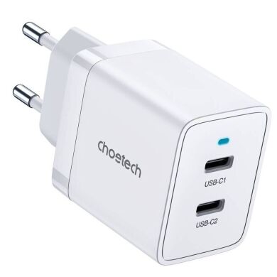 Сетевое зарядное устройство Choetech Q5006-EU PD 40W Dual USB-C Charger - White