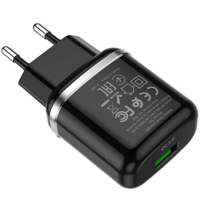 Сетевое зарядное устройство Hoco N3 Special QC3.0 + кабель MicroUSB - Black