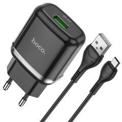 Сетевое зарядное устройство Hoco N3 Special QC3.0 + кабель MicroUSB - Black