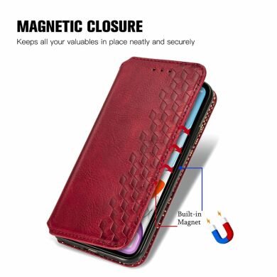 Чехол Deexe Rhombus Wallet для Samsung Galaxy A55 (A556) - Red