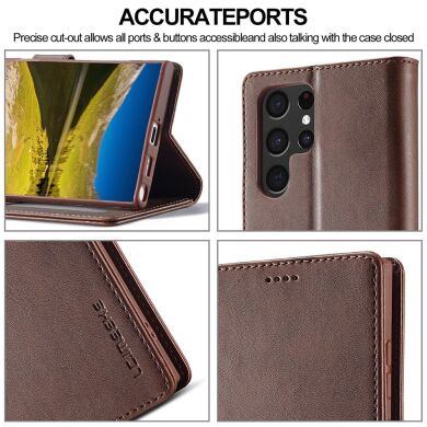 Чехол LC.IMEEKE Wallet Case для Samsung Galaxy S22 Ultra - Light Brown