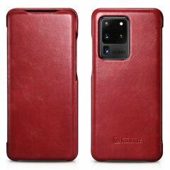 Кожаный чехол ICARER Slim Flip для Samsung Galaxy S20 Ultra (G988) - Red