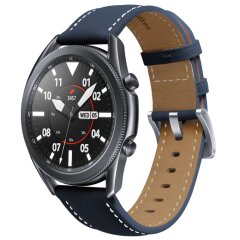 Кожаный ремешок Deexe Genuine Leather для часов с шириной крепления 22мм - Blue
